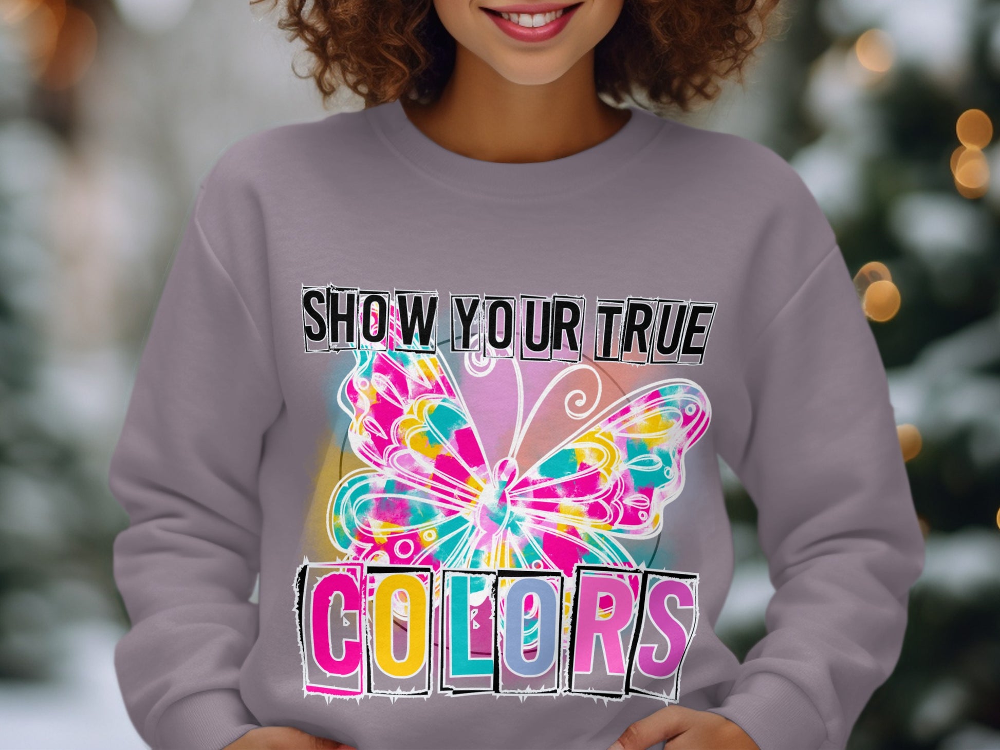 Show Your True Colors Butterfly Graphic Sweatshirt