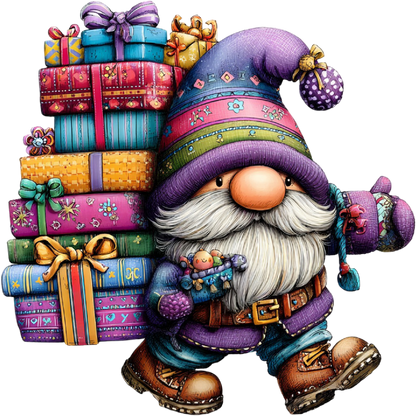 Holiday Gnome Carrying Gifts Festive Figurine Decor