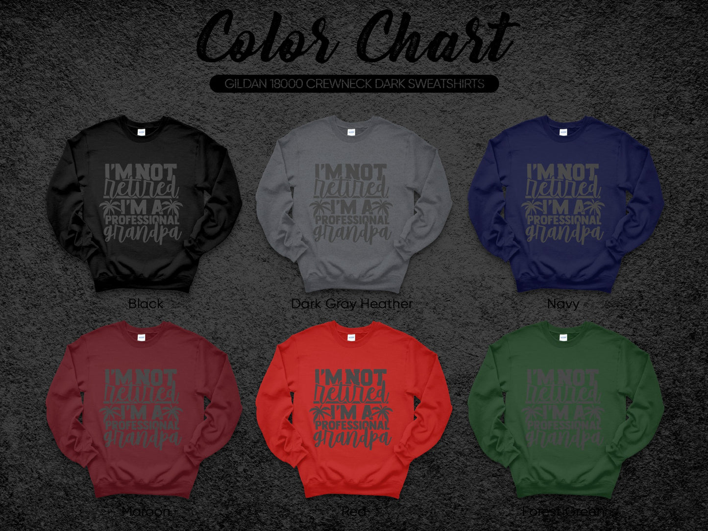 Professional Grandpa Design Crewneck Dark Sweatshirts