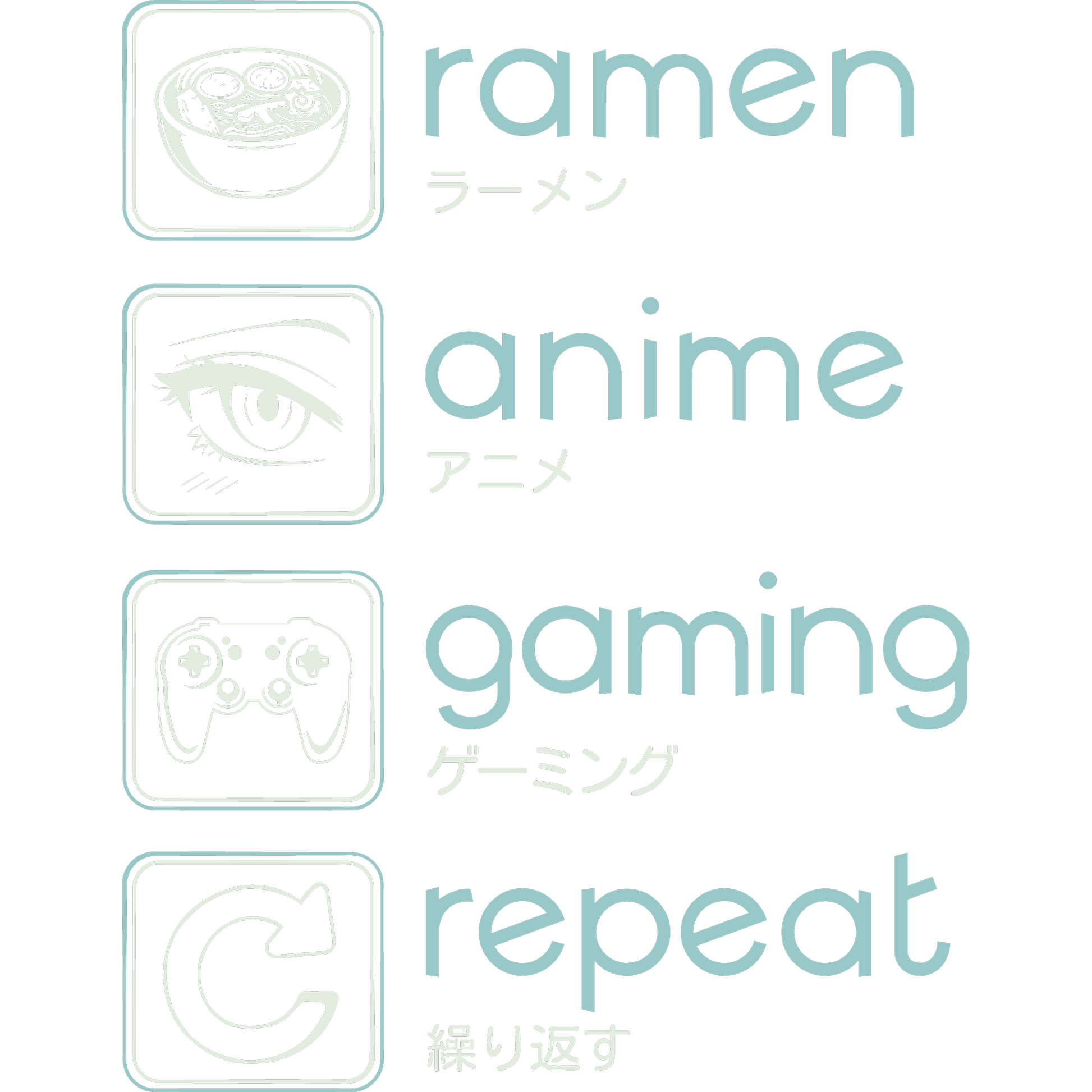 Cute Ramen Anime Gaming Repeat Themed Graphic Design