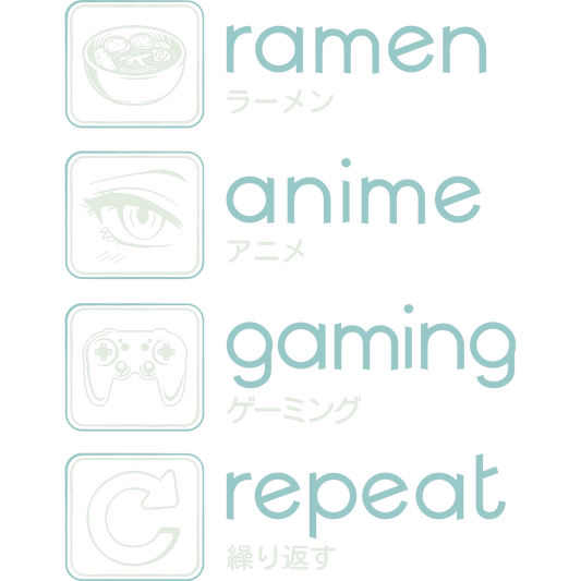 Cute Ramen Anime Gaming Repeat Themed Graphic Design