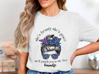 She's Beauty She's Grace Mom Life Graphic Tee