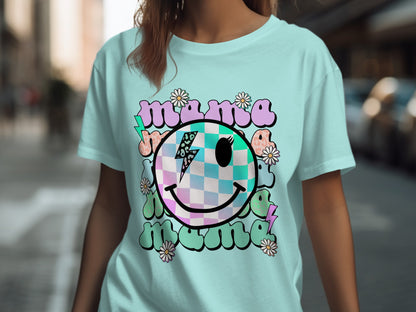 Mama Floral Smiley Graphic Tee Shirt