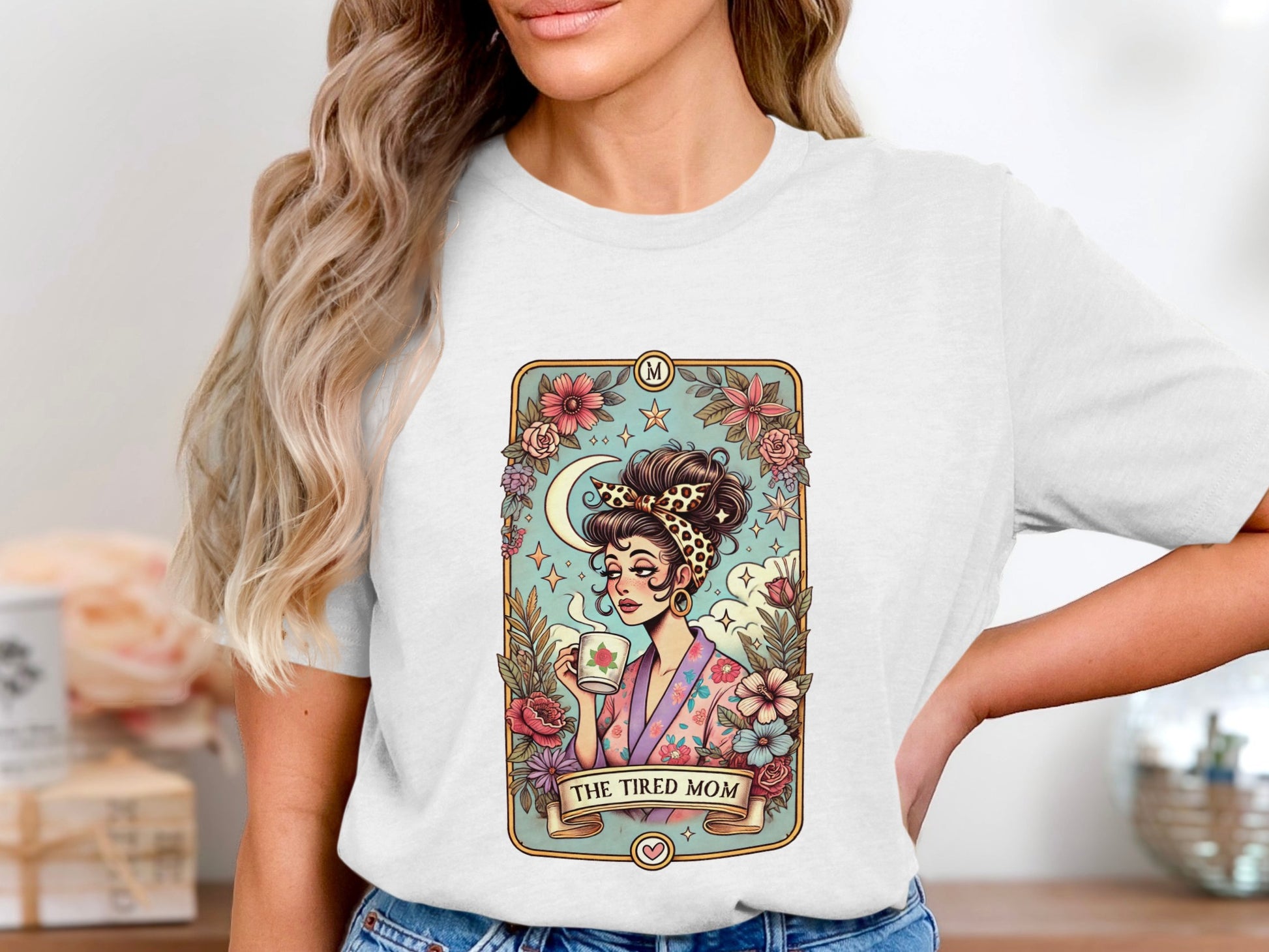 The Tired Mom Tarot Card Graphic T-Shirt Design