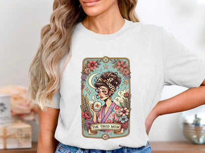 The Tired Mom Tarot Card Graphic T-Shirt Design