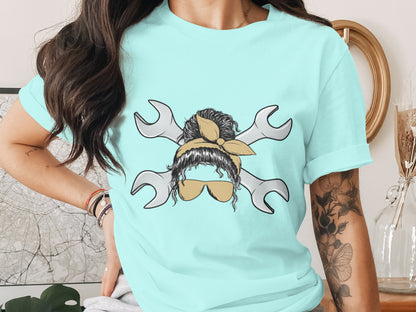 Cool Wrench Crossed Bandana Graphic Tee Shirt Product