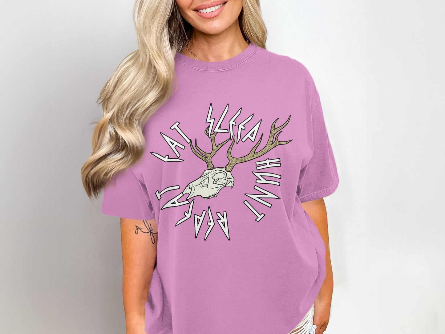 Unique Graphic Design with Whimsical Stag Print Shirt