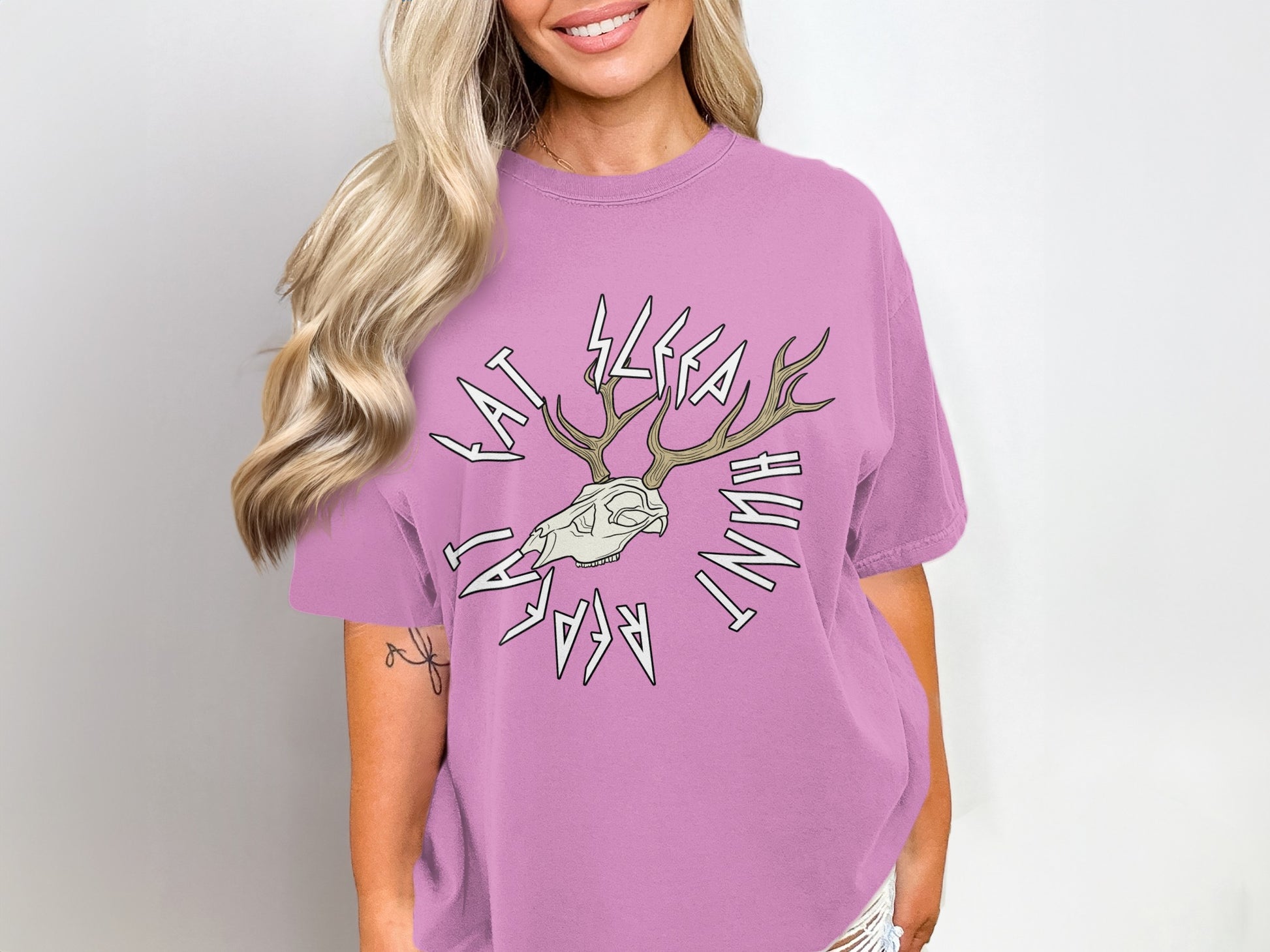 Unique Graphic Design with Whimsical Stag Print Shirt