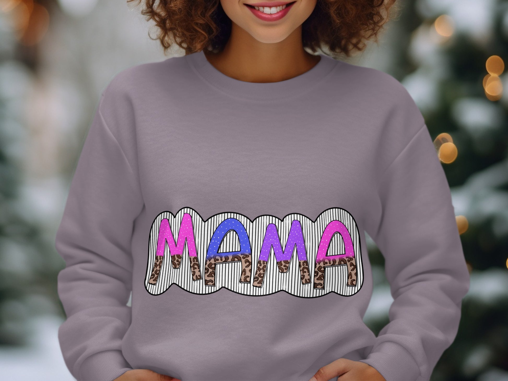 Stylish Mama Sweater with Colorful Artistic Design