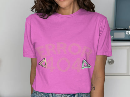 Error 404 Pink T-Shirt with Triangle Designs