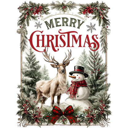Festive Merry Christmas Deer and Snowman Holiday Decor