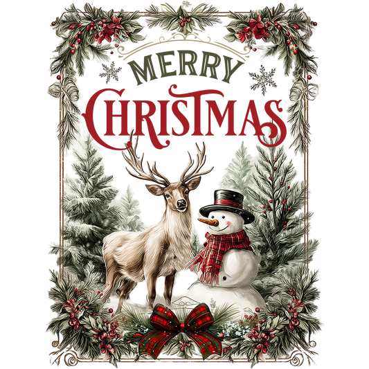 Festive Merry Christmas Deer and Snowman Holiday Decor