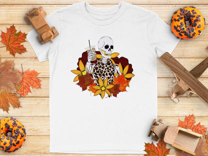 Spooky Skeleton Fall Season Themed Graphic T-Shirt