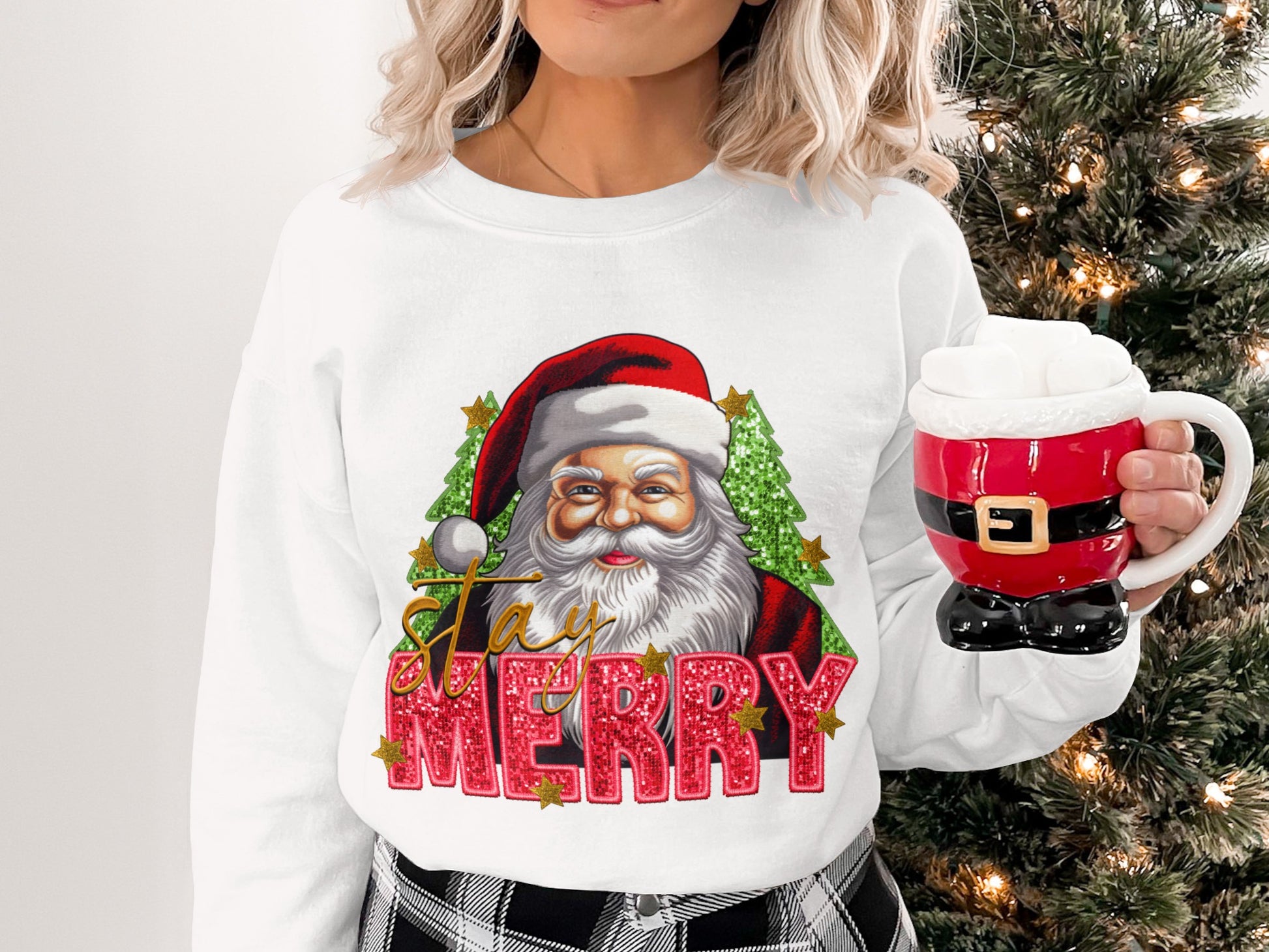 Stay Merry Santa Claus Christmas Holiday Sweatshirt