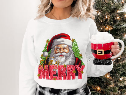 Stay Merry Santa Claus Christmas Holiday Sweatshirt