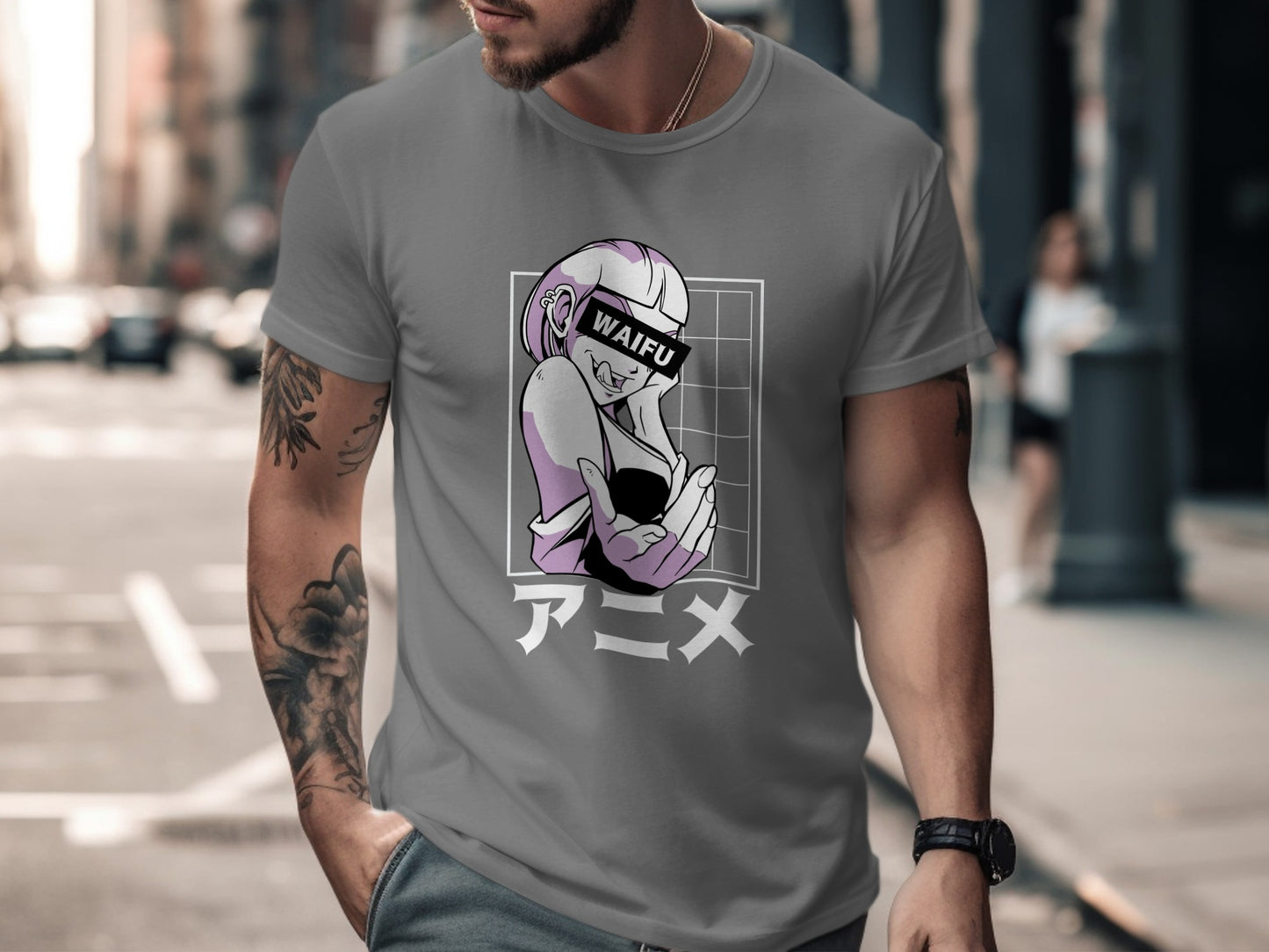 Anime Waifu Character with Japanese Text Shirt Product