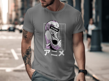 Anime Waifu Character with Japanese Text Shirt Product