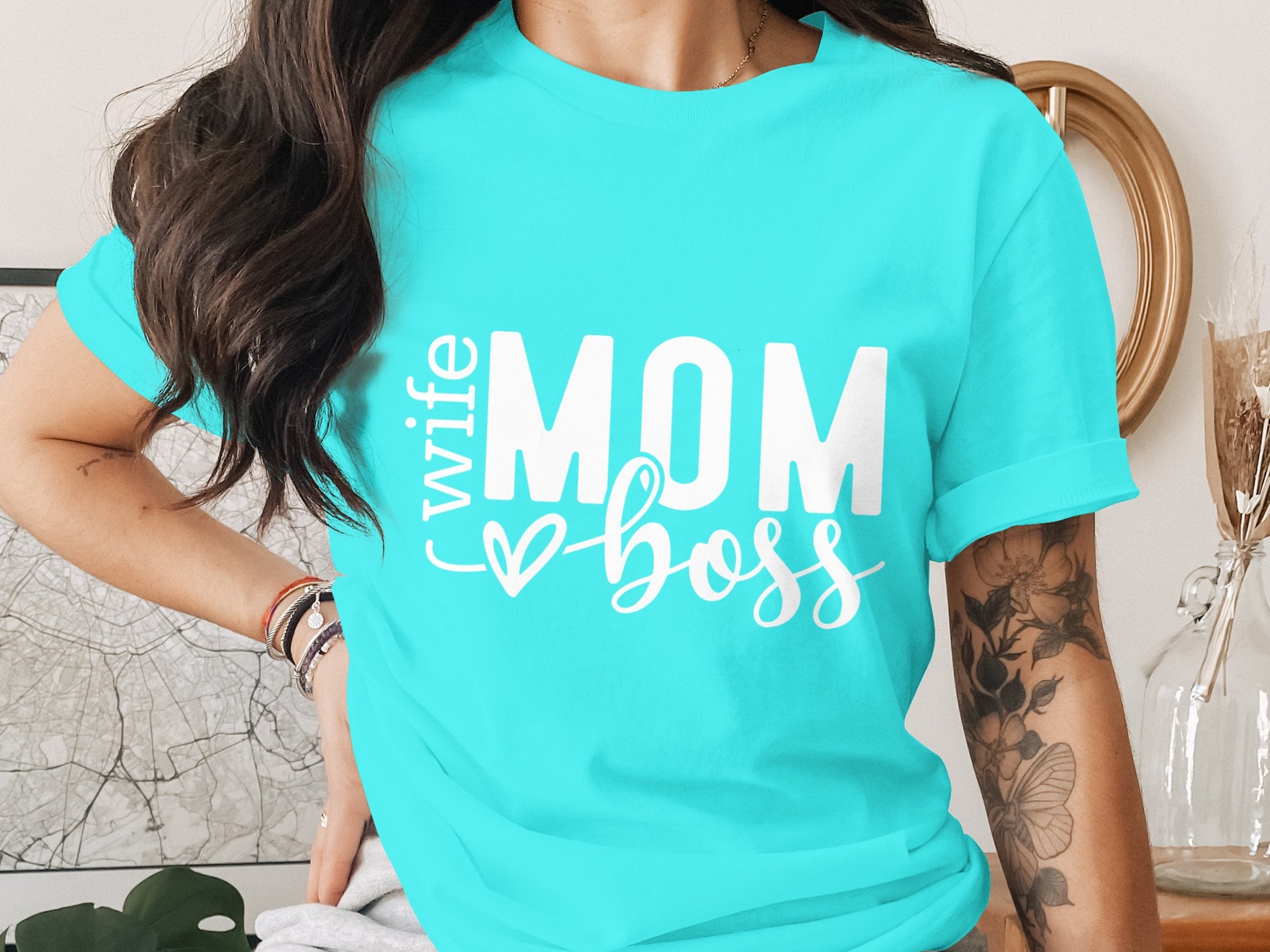 Stylish Shirt with Wife Mom Boss Printed Design