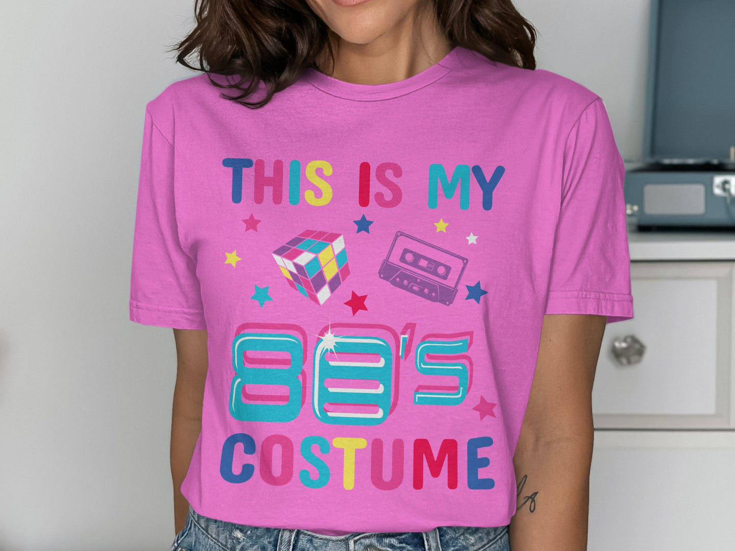 Retro 80s Costume Shirt with Rubik's Cube and Cassette