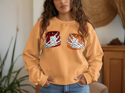 Skeleton Hand Holding Candles Unique Sweatshirt