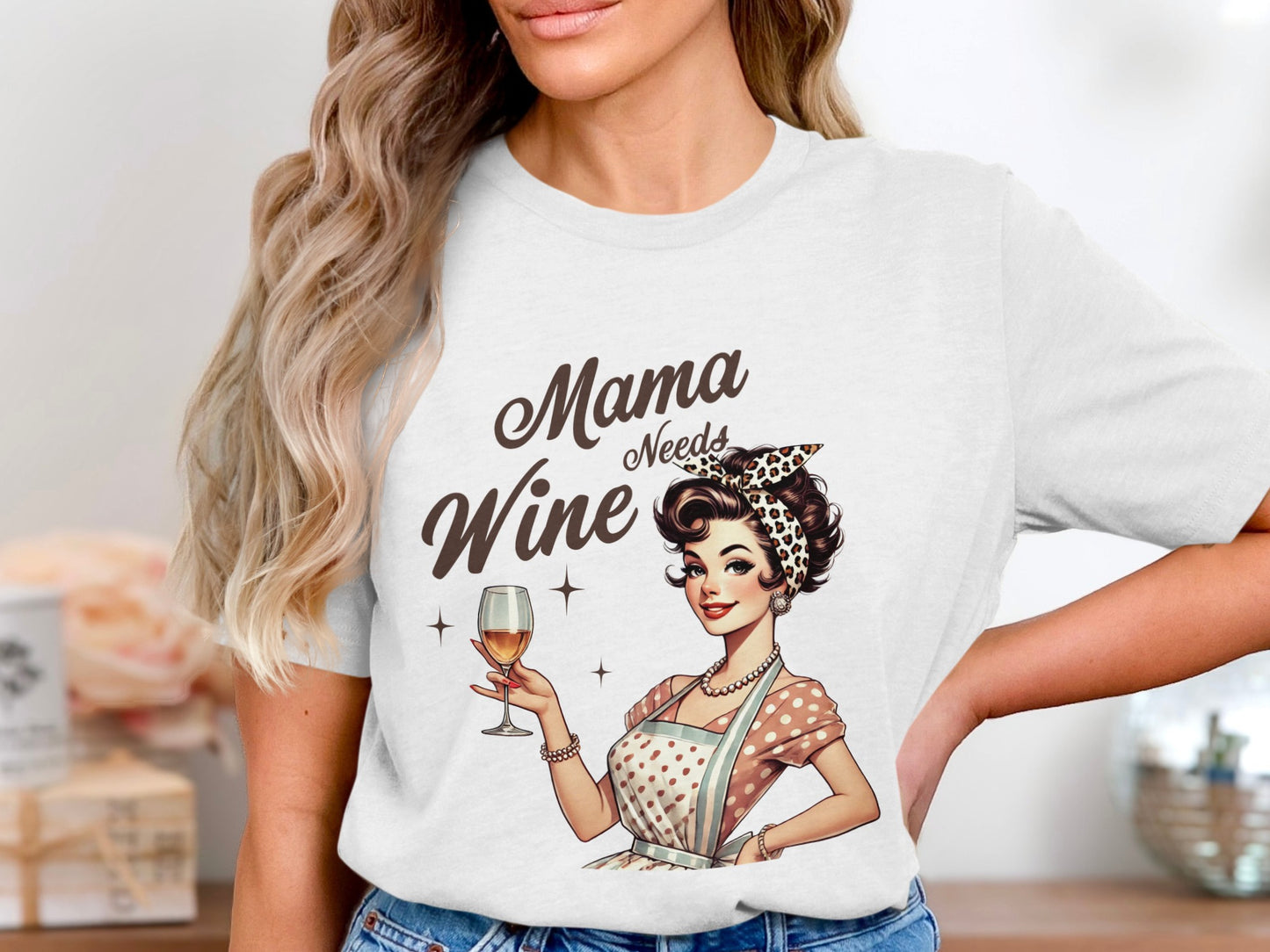 Mama Needs Wine Funny Graphic Women T-Shirt