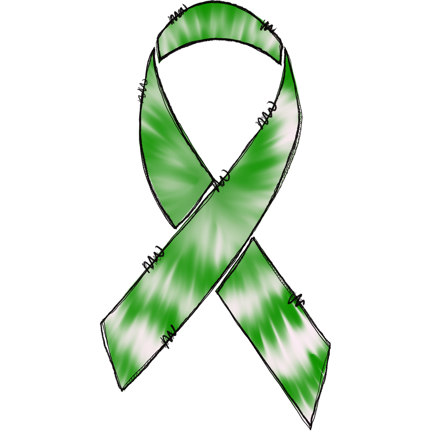 Green and White Ribbon Awareness Campaign Accessory
