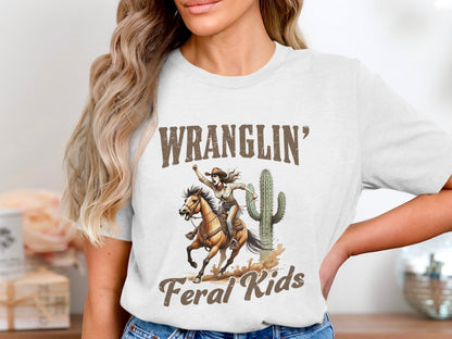 WRANGLIN' Feral Kids Cowboy Cactus Design Shirt