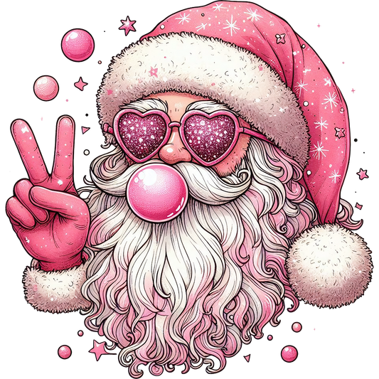 Cool Santa with Pink Heart Sunglasses Festive Poster