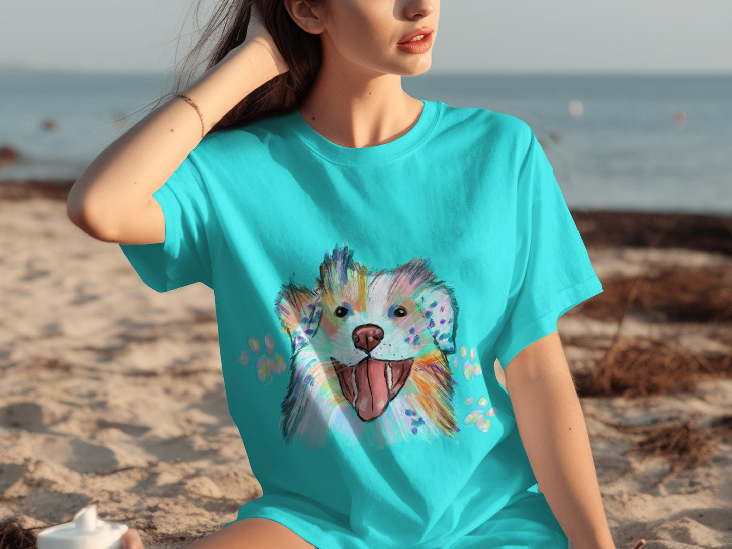 Colorful Smiling Dog Graphic Tee for Casual Wear