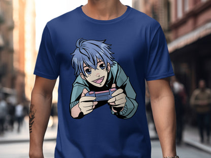 Anime Gamer Boy Holding Controller T-Shirt product
