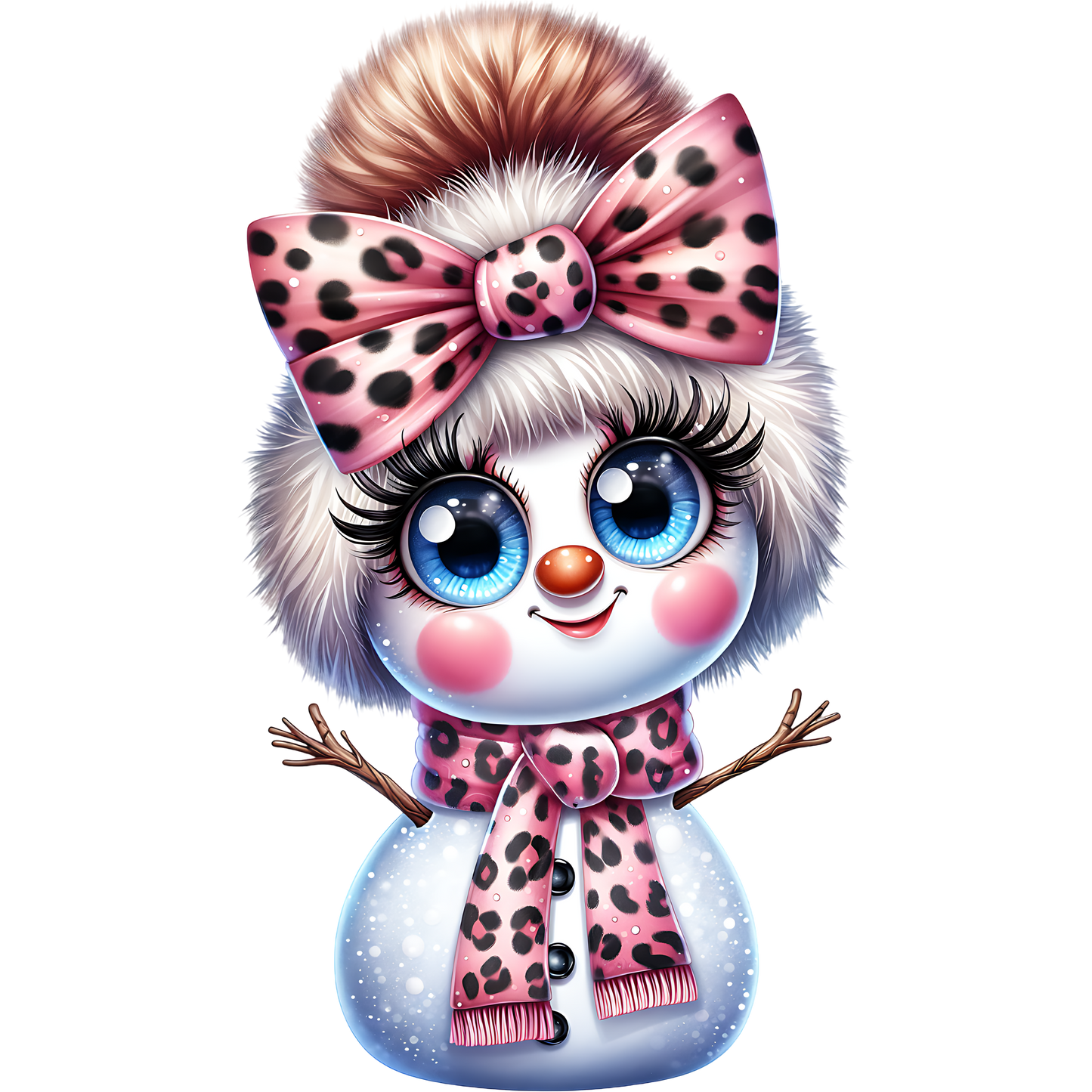 Adorable Snowman with Pink Bow and Scarf Décor