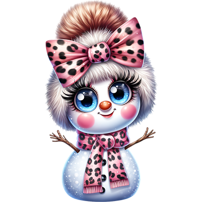 Adorable Snowman with Pink Bow and Scarf Décor