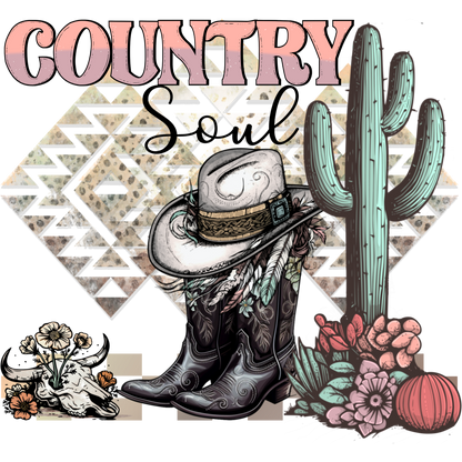 Country Soul Cowboy Boots and Cactus Art Print