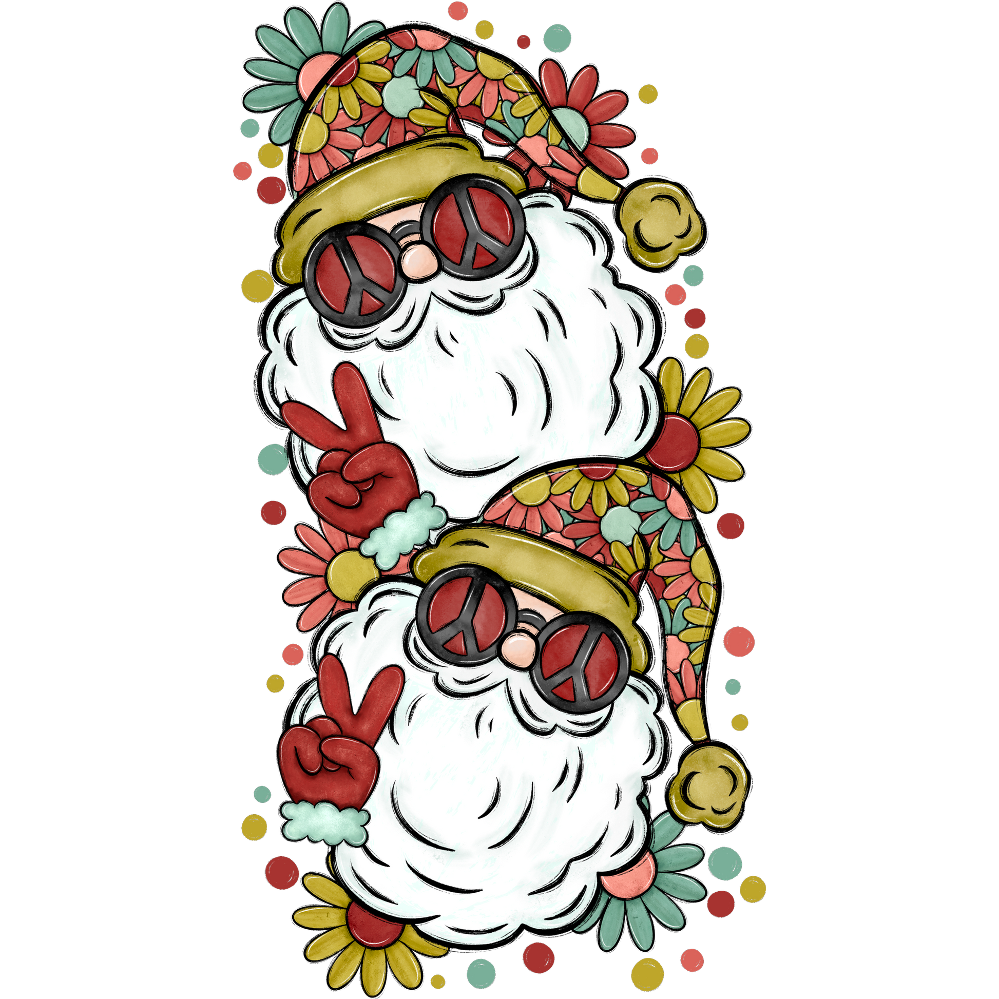 Peace Loving Santa Claus with Floral Background product