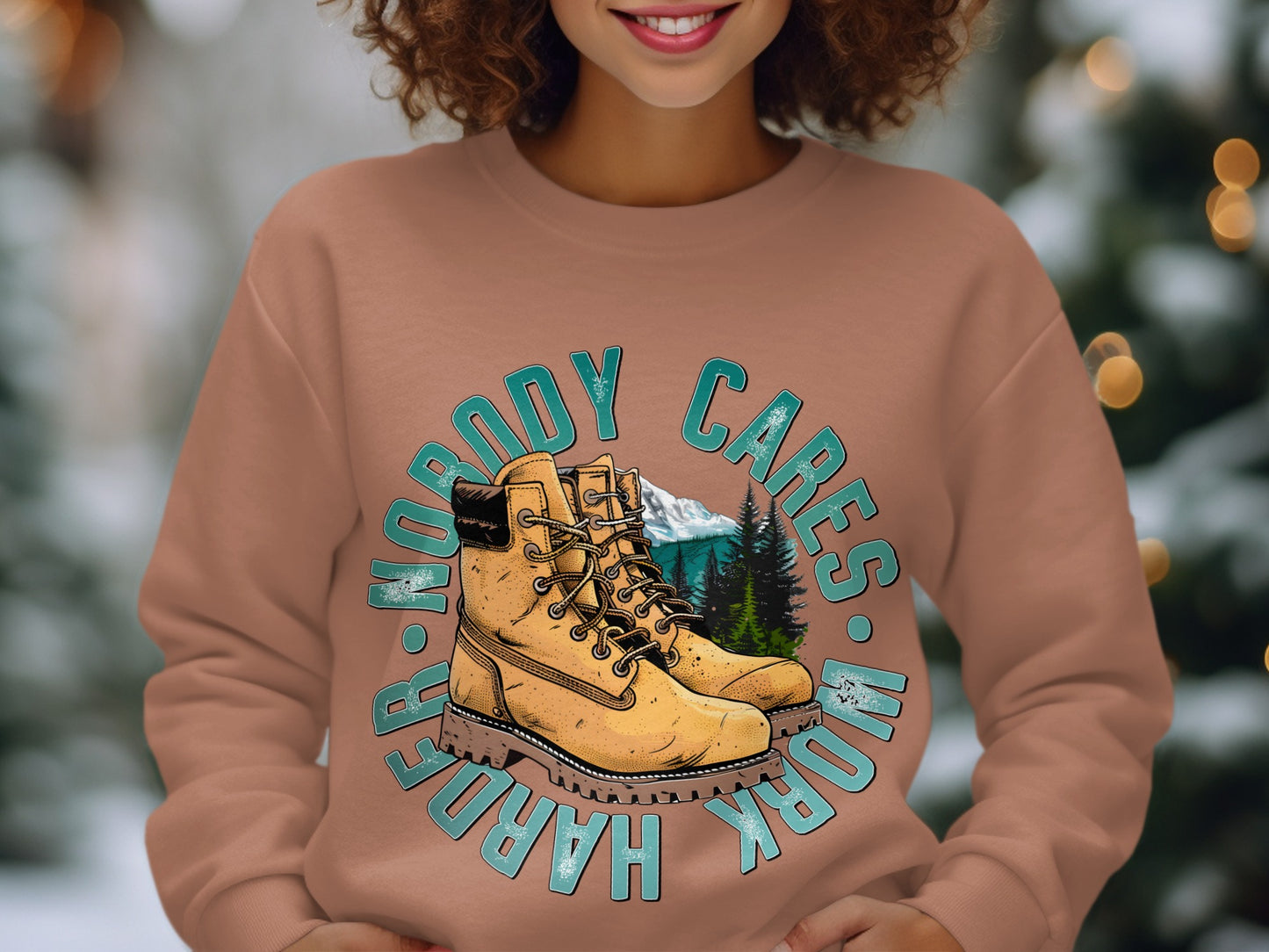 Nobody Cares Work Harder Hiking Gear Crewneck Sweater