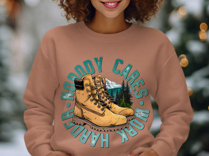 Nobody Cares Work Harder Hiking Gear Crewneck Sweater