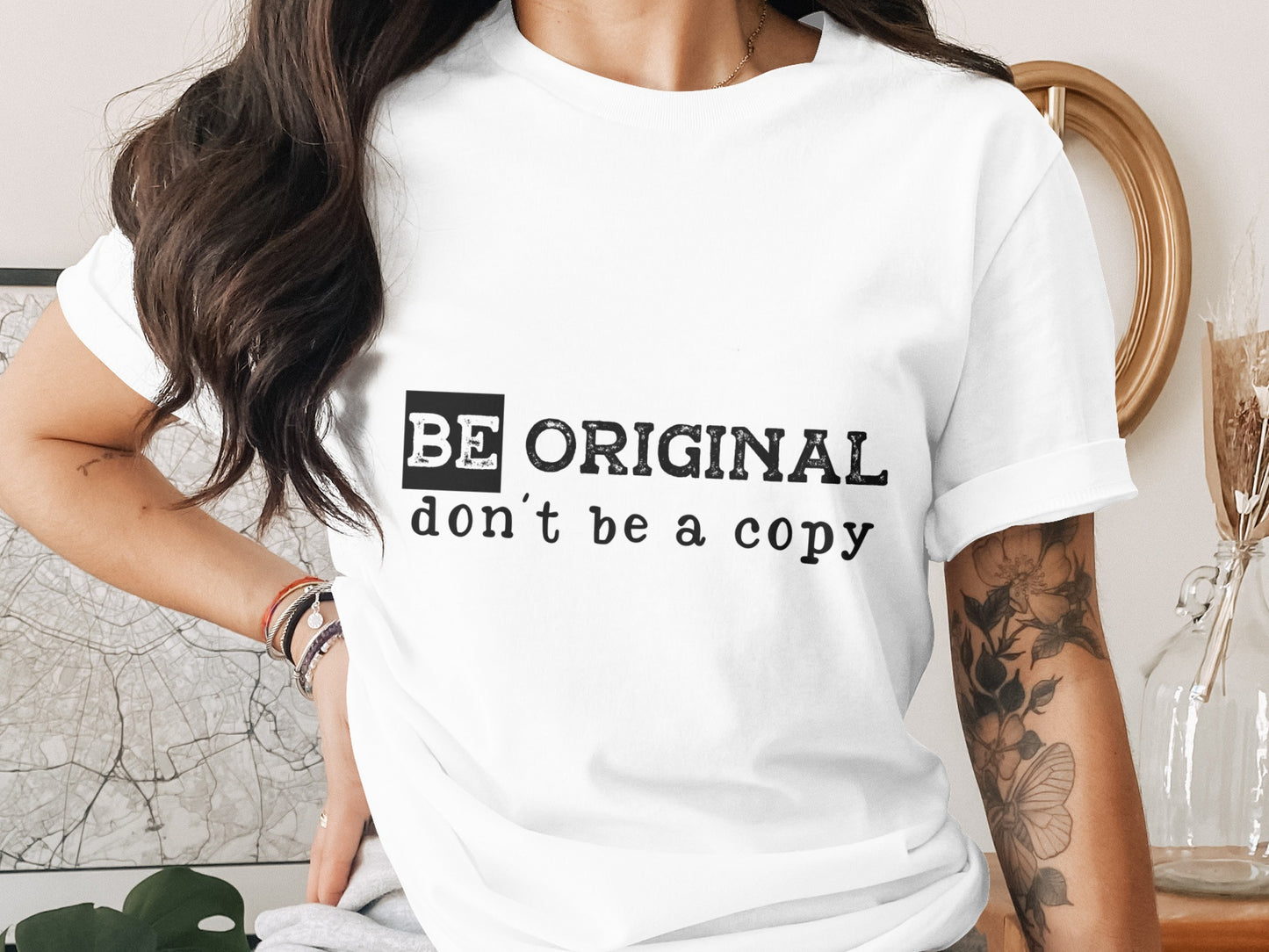 Be Original Don't Be A Copy Graphic Tee Shirt