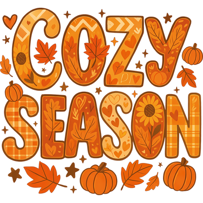 Cozy Season Fall Leaves Pumpkins Festive Art Print