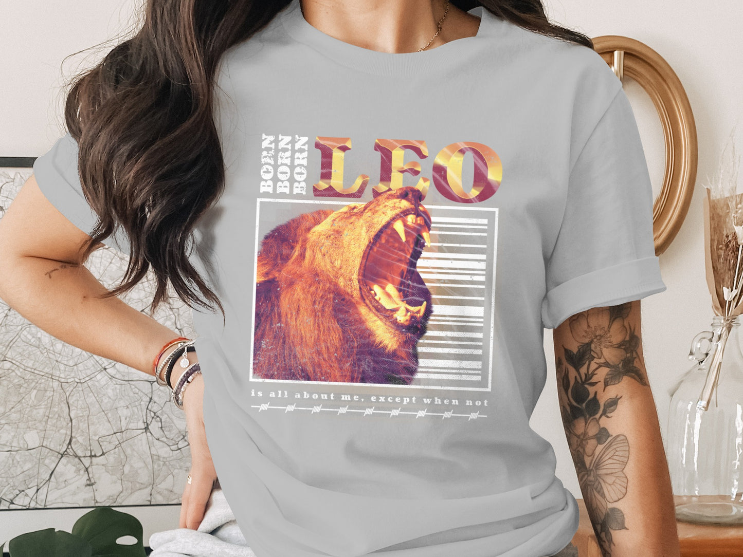 Born Born Leo Fierce Roaring Lion Graphic Tee