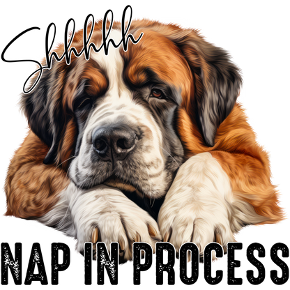 Shhh Nap In Process Saint Bernard Dog Illustration