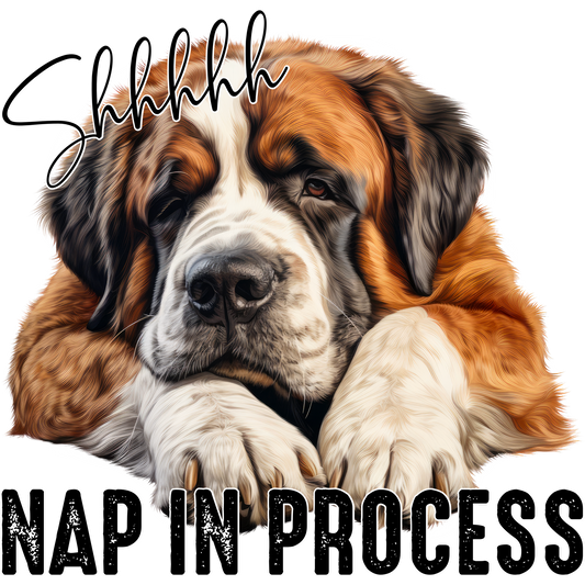 Shhh Nap In Process Saint Bernard Dog Illustration
