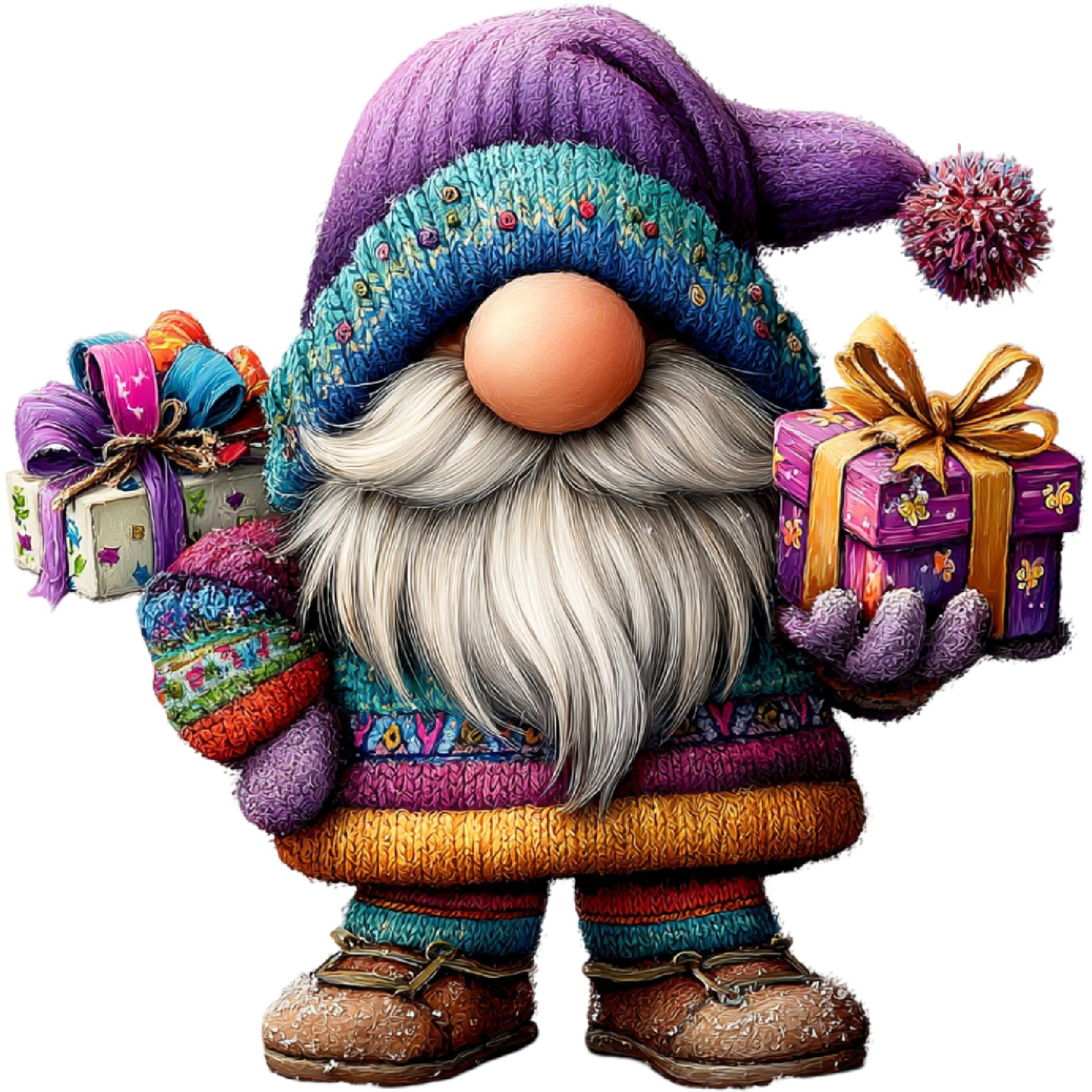 Festive Gnome Figurine with Colorful Presents