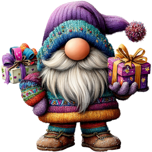 Festive Gnome Figurine with Colorful Presents