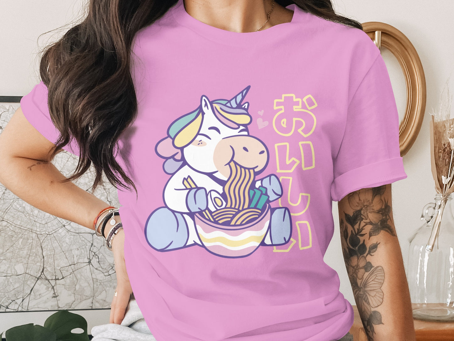 Cute Unicorn Eating Ramen Japanese T-Shirt