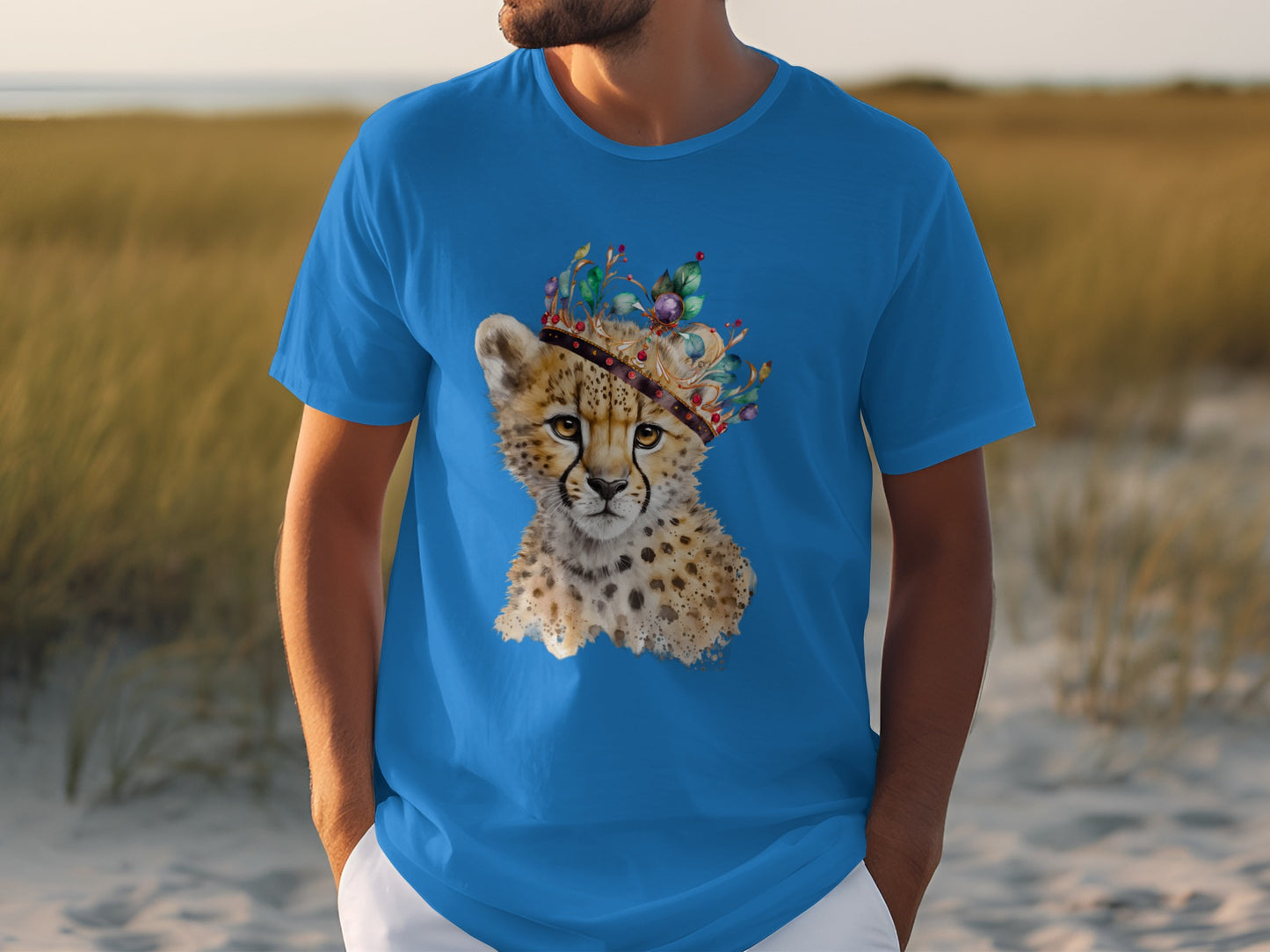 Cute Cheetah with Colorful Hat Design T-shirt