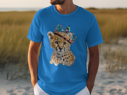 Cute Cheetah with Colorful Hat Design T-shirt