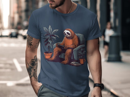Sloth Sitting on Couch with Plants T-shirt