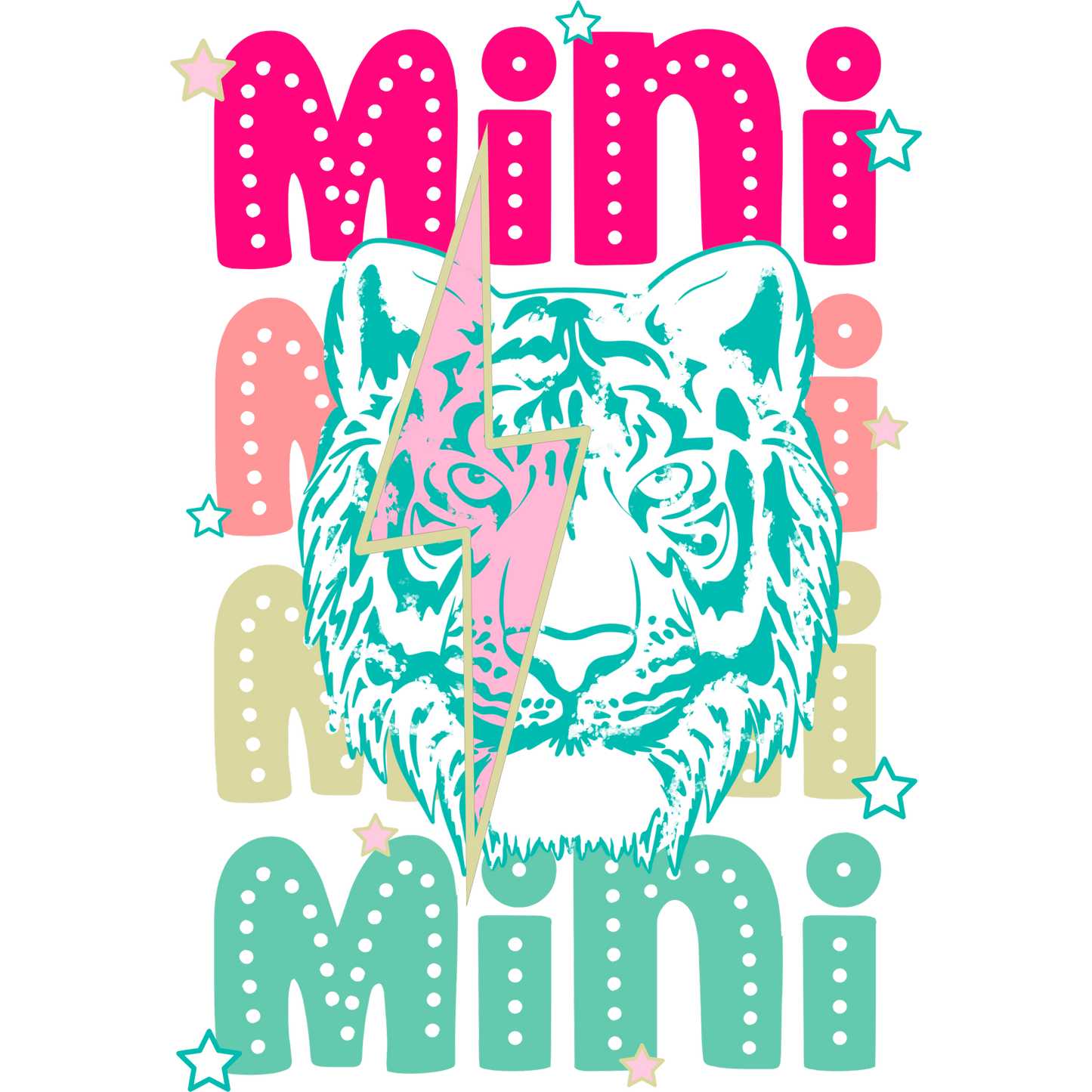 Colorful Mini Tiger Design with Stars
