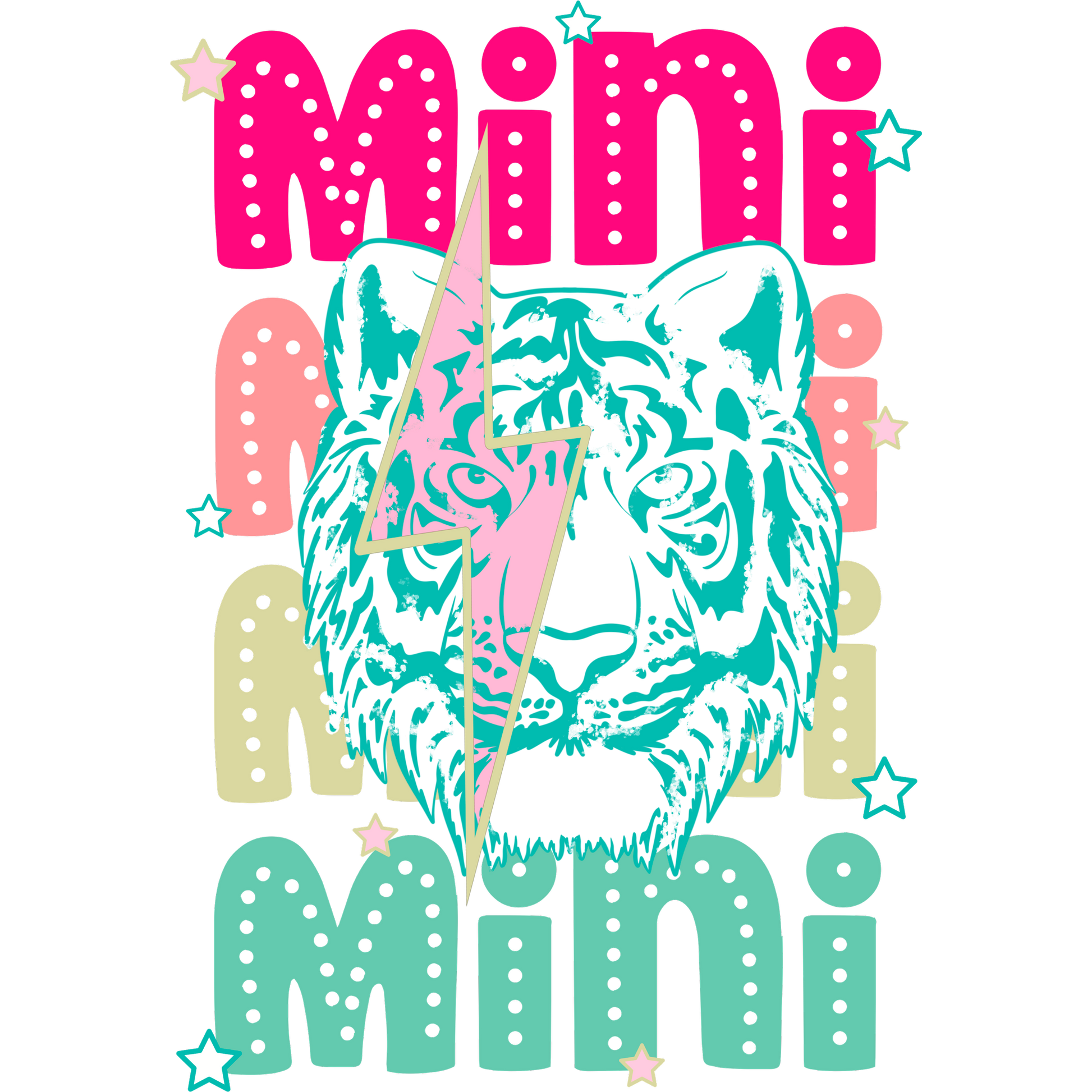 Colorful Mini Tiger Design with Stars