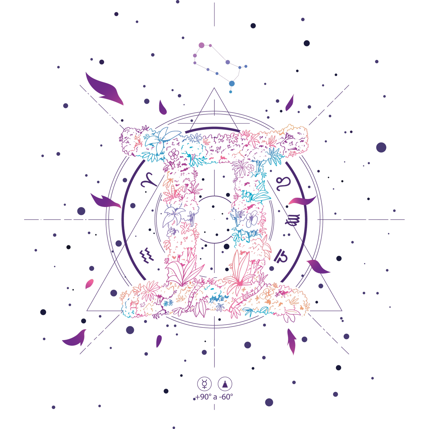Floral Zodiac Gemini Design product
